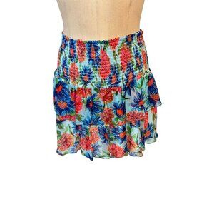 Milly Wyatt Paint Dahlia Print Mini Tiered High Waist Floral Skirt 4 Designer